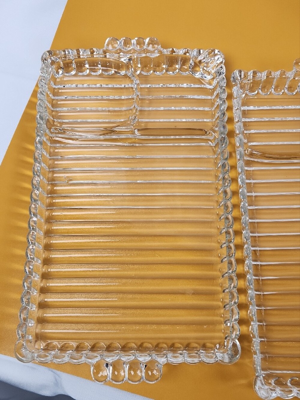 Mid Century Vintage Collectable Hazel Atlas Rolling Glass Dessert Trays. 6 Trays - Picture 5 of 12